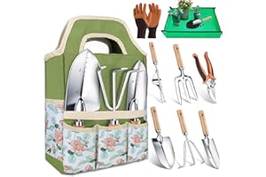 Kynup Gardening Tools, Garden Tools Set-9 Piece, Gardening Tool Kit with Cultivators, Ideal Garden Hand Tool Gifts for Women, Thickened Stainless Steel, Rust-Proof, Gardening Supplies, Garden Stuff