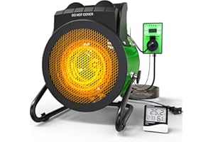 SEEYANG Greenhouse Heater With Thermostat - Outdoor Electric Heater 1500W, 3S Fast Heating, Overheat Protection, Patio Heater for Green House, Tent, Flower Room, Green