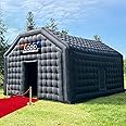 Large Black Inflatable Nightclub 20X16.5X12Ft Disco Cube Gazebo Event House with Logo Area Portable Inflatable Party Tent for Birthday, School Events, Backyard Party, Rental Business