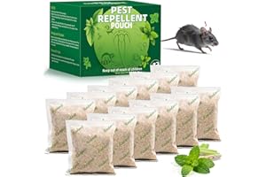 REGUOA 12 Pack Peppermint Oil Rat Repellent Pouches - Powerful Rodent Repellent Plant-Based Ingredients for Outdoor Indoor Attic Basement Garage House, Rats Deterrent Safe for Kids & Pets, Easy to Use
