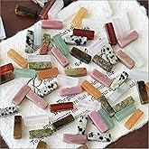 50 Pcs Natural Stone Beads Rectangle Tube Healing Crystal Reiki Quartz Loose Beads Spacer for for Jewelry Making Bracelet Necklace DIY Accessories