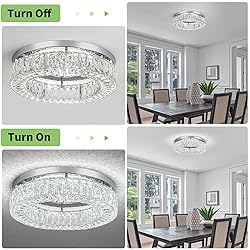 HOPGGIE 18 Inch Crystal Chandelier LED Ceiling