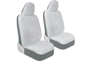 Carbella Plush Sherpa Fleece, 2 Pack Gray Seat Cover for Cars with Soft Cushioned Touch, Cute Automotive Interior Protector for Trucks Van SUV