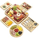 Charcuterie Boards Premium Gift Set - 23 Pieces, Bamboo - Large Cheese Board Plus Fruit Tray for Thanksgiving Party, Christma