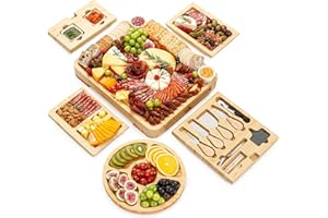 Charcuterie Boards Premium Gift Set - 23 Pieces, Bamboo - Large Cheese Board Plus Fruit Tray for Thanksgiving Party, Christma
