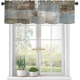 Valances Curtains for Windows, Brown Abstract Watercolor Painting Semi Sheer Curtain Valances, Rod Pocket Short Window Treatment Light Filtering Decor Valances for Kitchen Living Room Bedroom -54"x18"