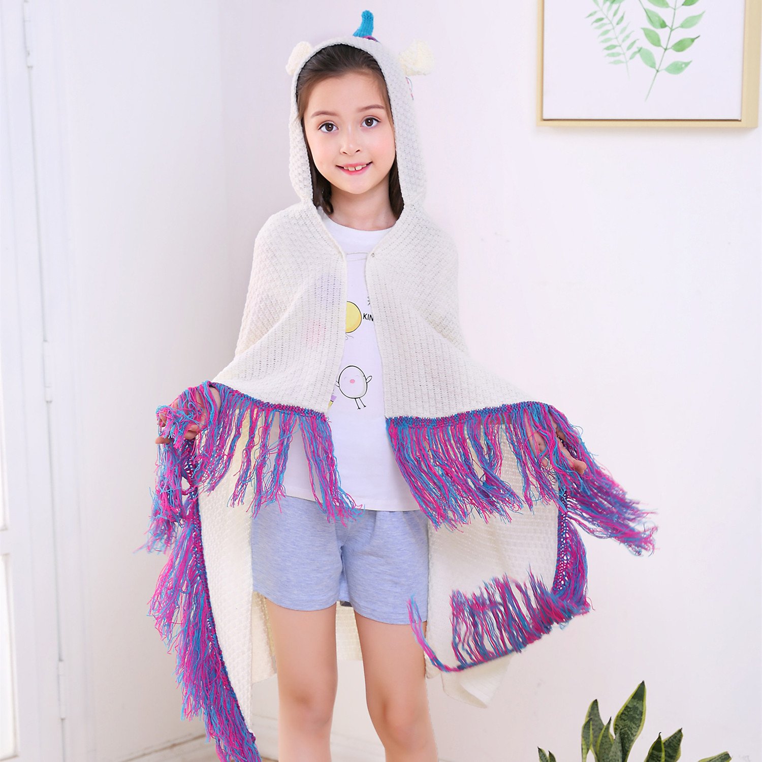 DDMY Unicorn Blanket Handmade Crochet Knitting Blankets For Kids Teens Adult, Soft Seasons Sleeping Blanket, Magic Hooded Cloak, Toddlers Knitted Hoodie