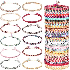 Ymapinc Rope Bracelet for Women, 30Pcs Braided String Colorful Bracelets | Boho Anklets, Waterproof Colorful Friendship Brace