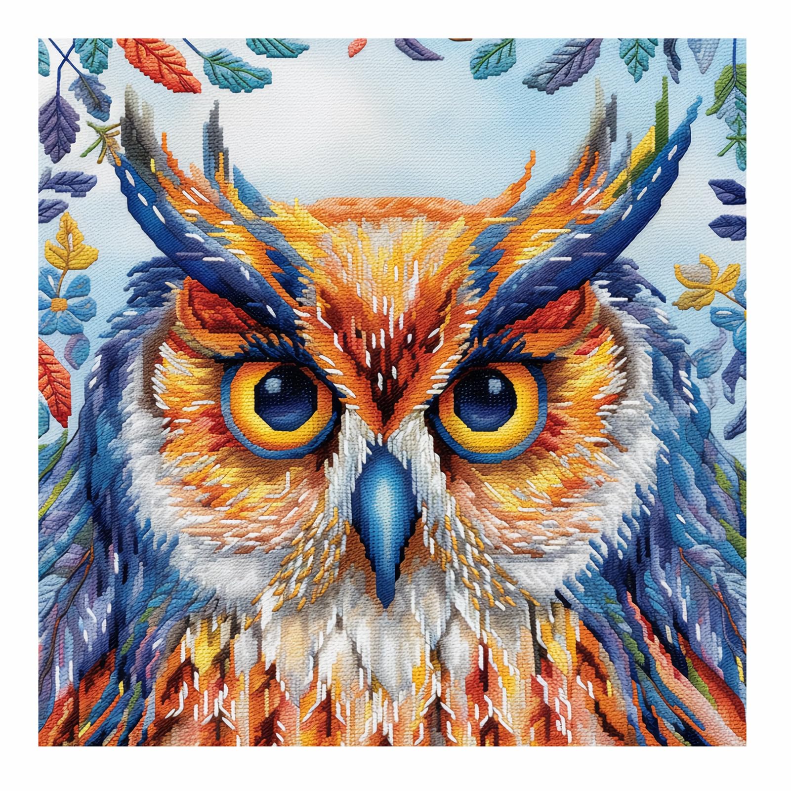 cukol cukol Cross Stitch Kits for Adults - 14x14 in Easy Washable Pre Printed Owl Pattern, Advanced 11CT Stamped Beginner Embroidery Fabric, Fit for DIY Home Decor, Mum Gifts & Stress Relief
