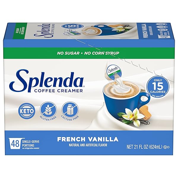 SPLENDA SINGLE SERVE COFFEE CREAMER CUPS, SUGAR FREE FRENCH VANILLA, 48 COUNT