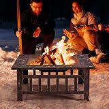 Yaheetech Outdoor Fire Pit 81cm Square 3-in-1 with Cover and Poker Copper view 2