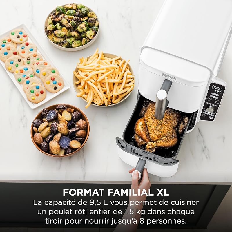 Double Stack XL Air Fryer, Friteuse sans huile Verticale, Blanc