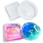 2 Pack Ashtray Molds for Resin, Epoxy Casting Silicone Mold for Ash Tray | Round & Square Shaped Mold, Thick Silicone with Support Structure, Handmade Craft