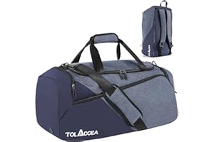 Tolaccea Gym Bag for Men Women, Large Sport Duffel Bag with Shoe Compartment Wet Compartment, Travel Duffel Bag Backpack, Weekend Bag Carry On Backpack for Gym, Travel, Fitness, Workout (Blue, 47L)