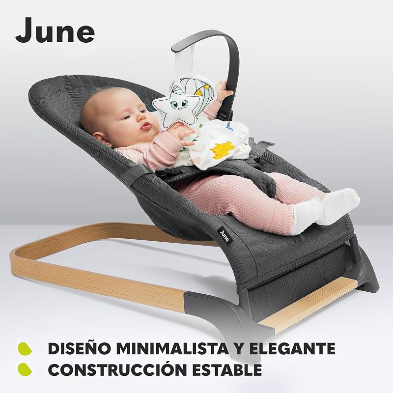 Rede de bebé de junho, movimento natural de balanço, desde os primeiros dias de vida até 9 kg, leve, estável, antiderrapante, cintos de segurança, rede dobrável para bebés