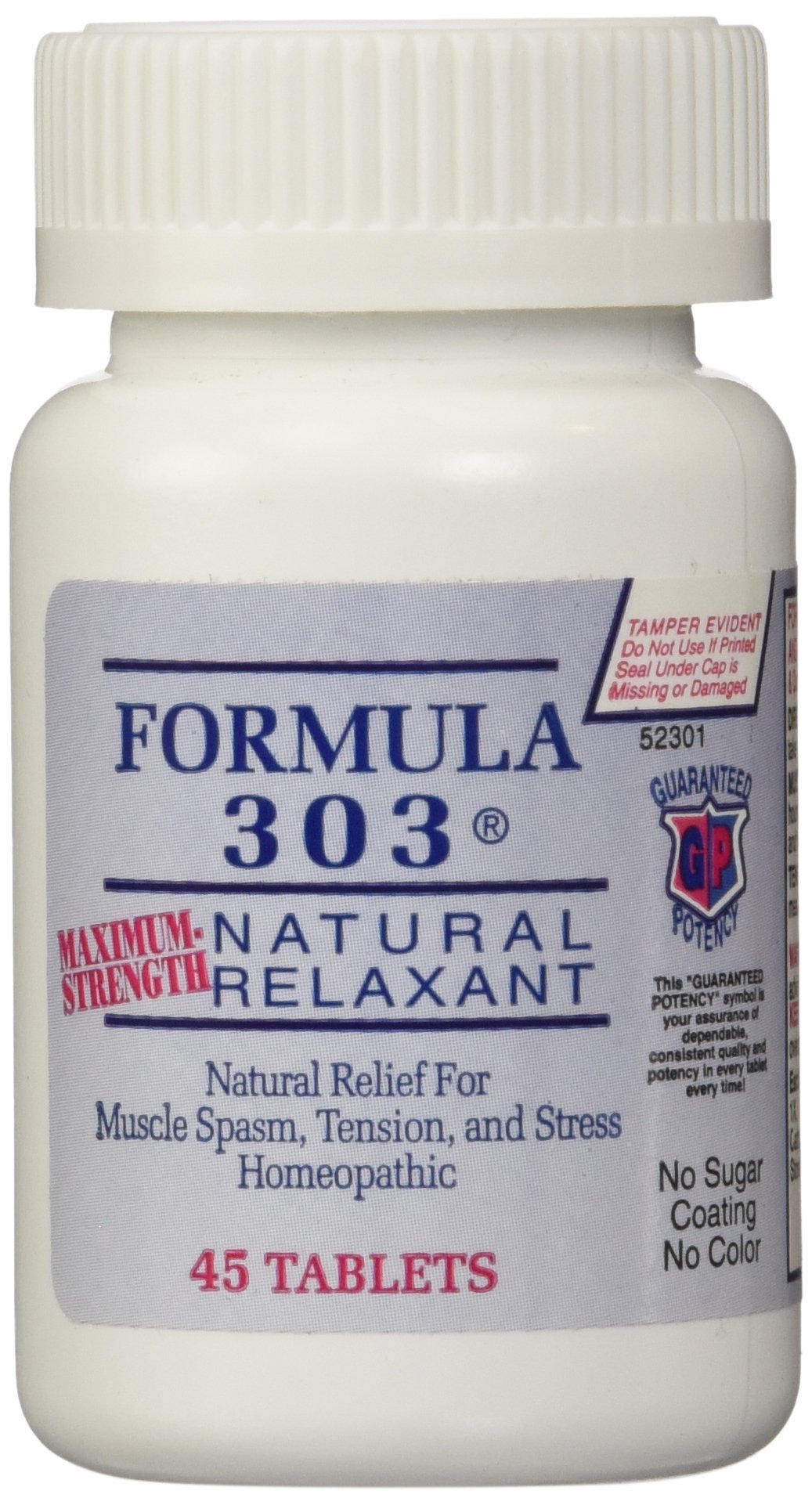 Dee CEE Labs Formula 303 Maximum Strength Natural Relaxant Tablets, 45
