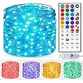 Homestarry Fairy Lights USB Plug in 33ft 100LEDs with Remote, Warm White 20 Color Changing Light Twinkle Firefly String Lights for Bedroom Party Wedding Christmas Tapestry, Multicolor Colors