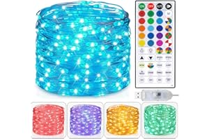 HOMESTARRY Fairy Lights USB Plug in 33ft 100LEDs with Remote, Warm White 20 Color Changing Light Twinkle Firefly String Lights for Bedroom Party Wedding Christmas Tapestry, Multicolor Colors