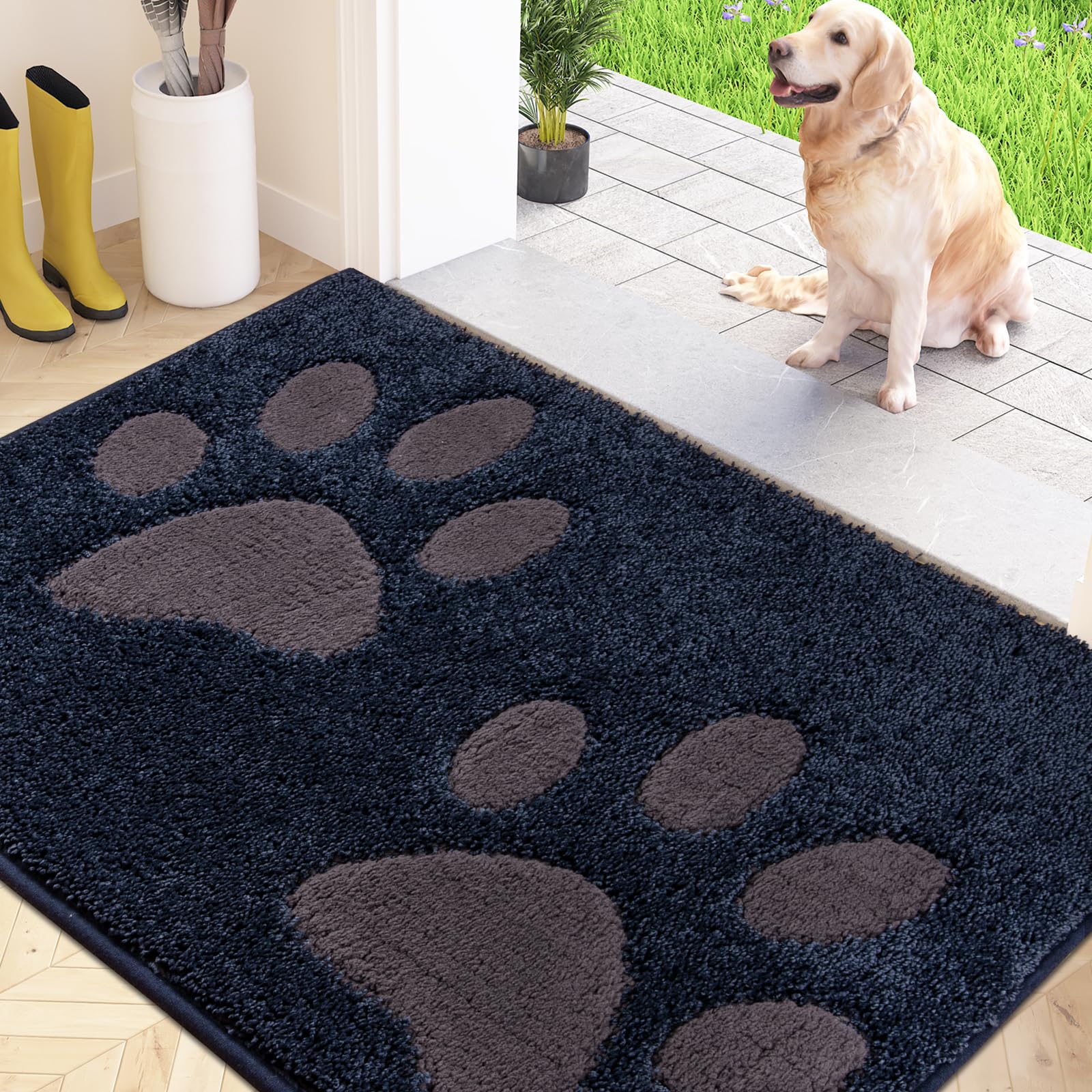 FCSDETAIL Dirt Trapper Indoor Door Mat 80 x 120 cm, Washable Entrance Rug, Absorbent Dog Doormat for Muddy Paws, Inside Mat for front door, Entryway, Pets