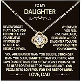 LUXUS™ Love Knot Necklace for Daughter from Dad – Inspirational 18K Gold Finish, Thoughtful Gift for Birthday, Graduation & Christmas, Empowering Message Necklace