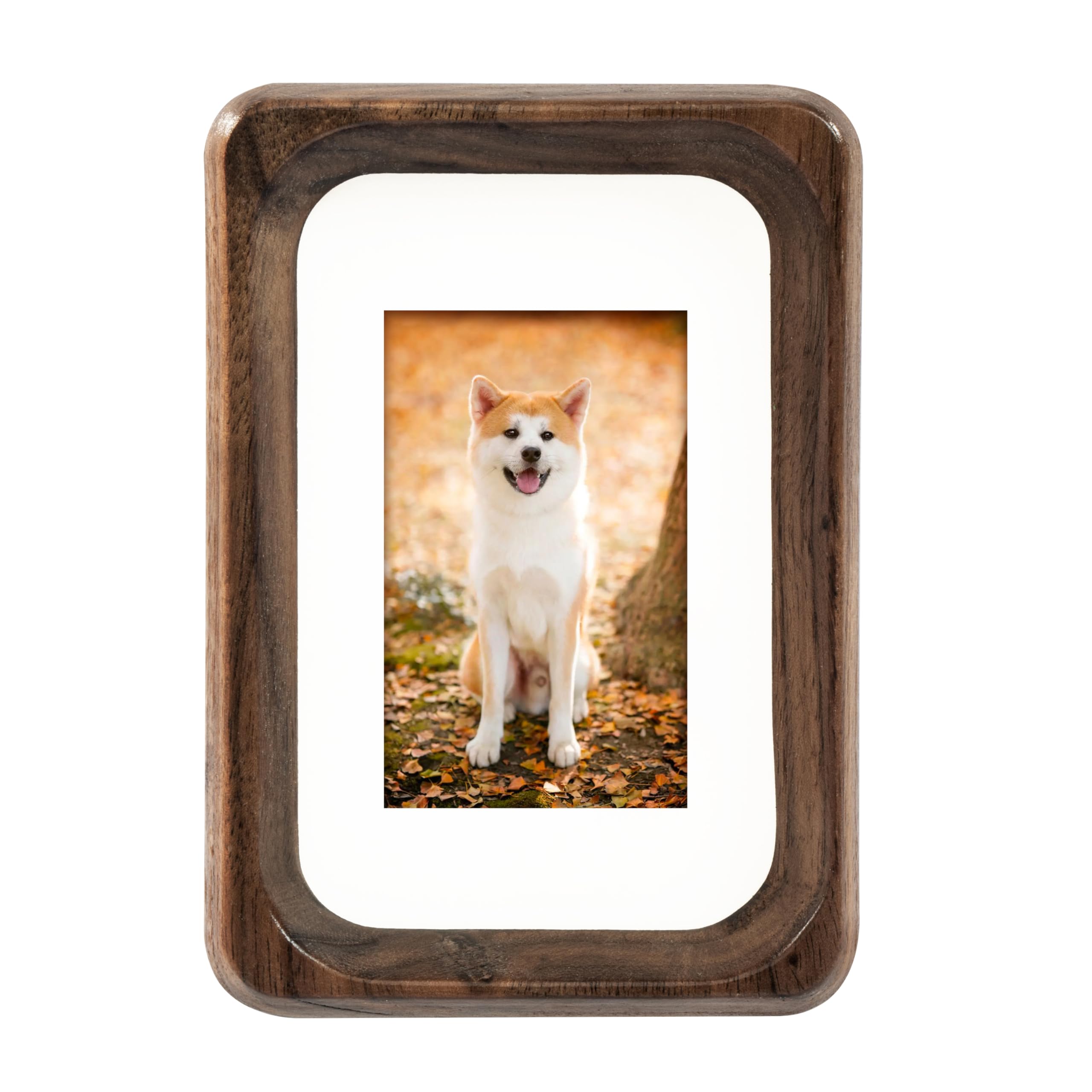 TEYCLZORE 3 inch Wooden Small Photo Frame, Tabletop Cute Mini Picture Frame with Mat for Displays 3x5cm Photos, 2x3 inch Natural Walnut Wood Photo Picture Frame, for Vertical or Horizontal Display