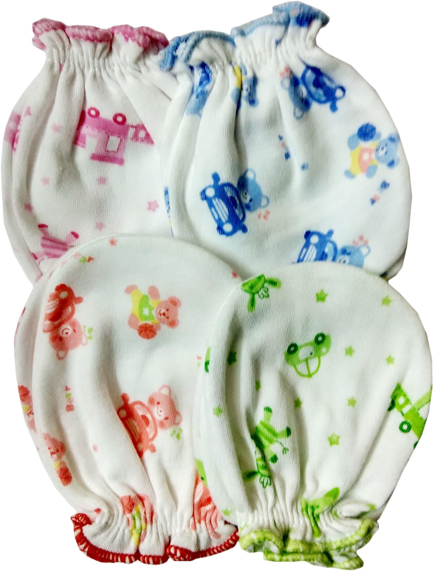 Fancyadda New Born Baby Soft Cotton Mittens Pack of 4