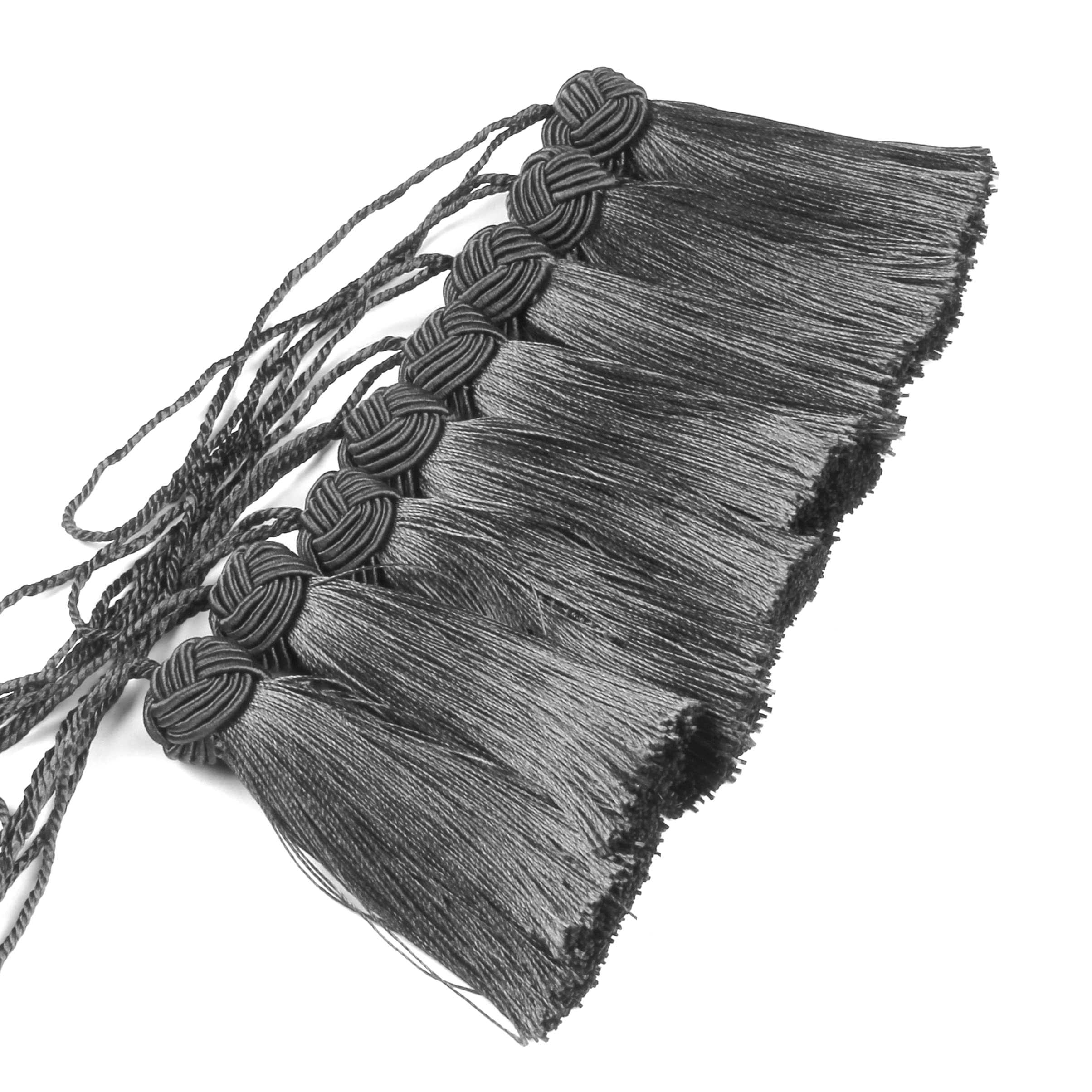 BEL AVENIR Tassel Set of 8 Elegant Polyester Key Tassel Colorful Craft Tassels Charms Key Tassel DIY Accessories (Charcoal, 8 Pack)