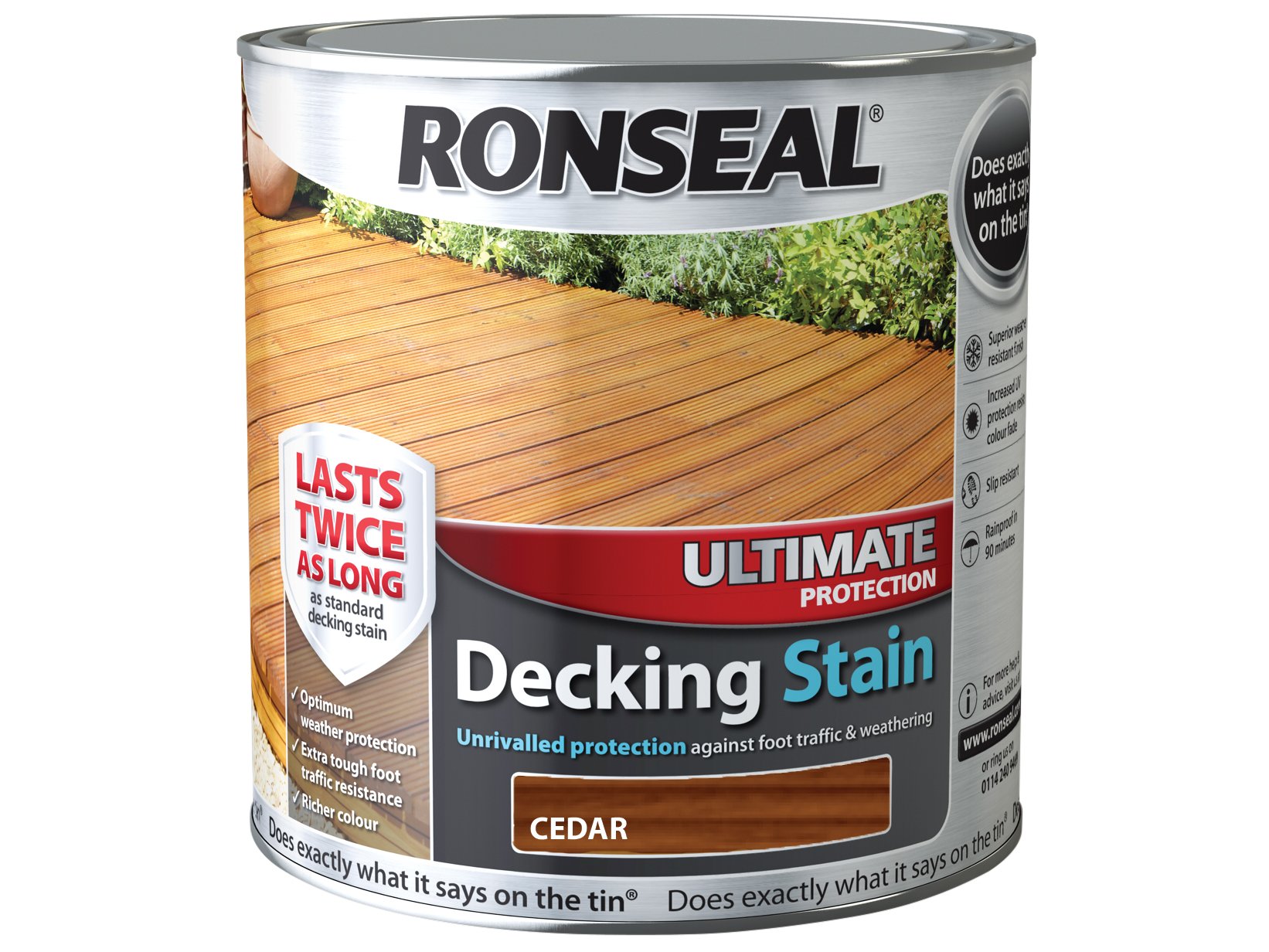 Ronseal UDSCE25L 2.5 Litre Ultimate Protection Decking Stain - Cedar