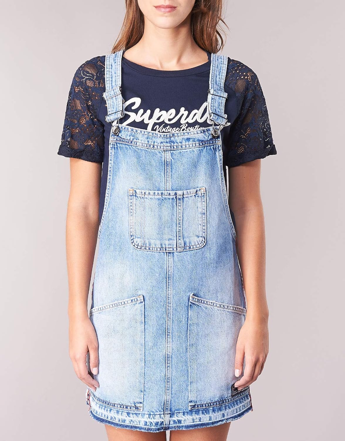 superdry denim dungaree dress
