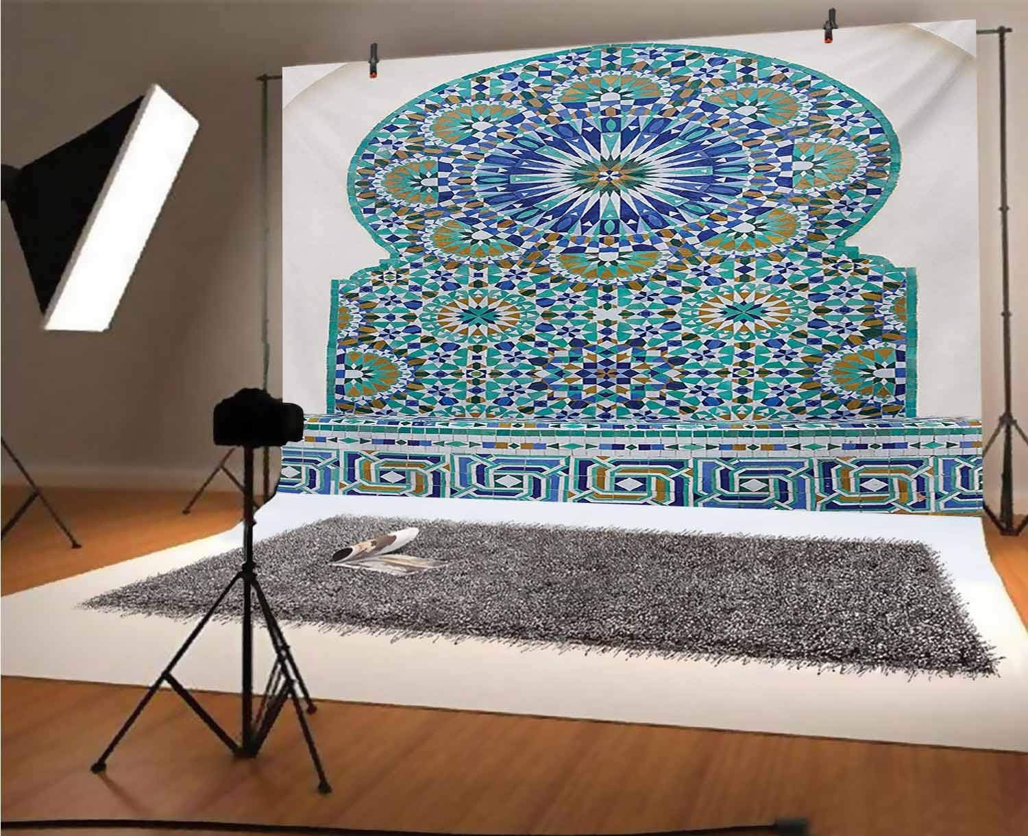 Moroccan 7x5 FT Vinyl Photography Backdrop, Ceramic Tile