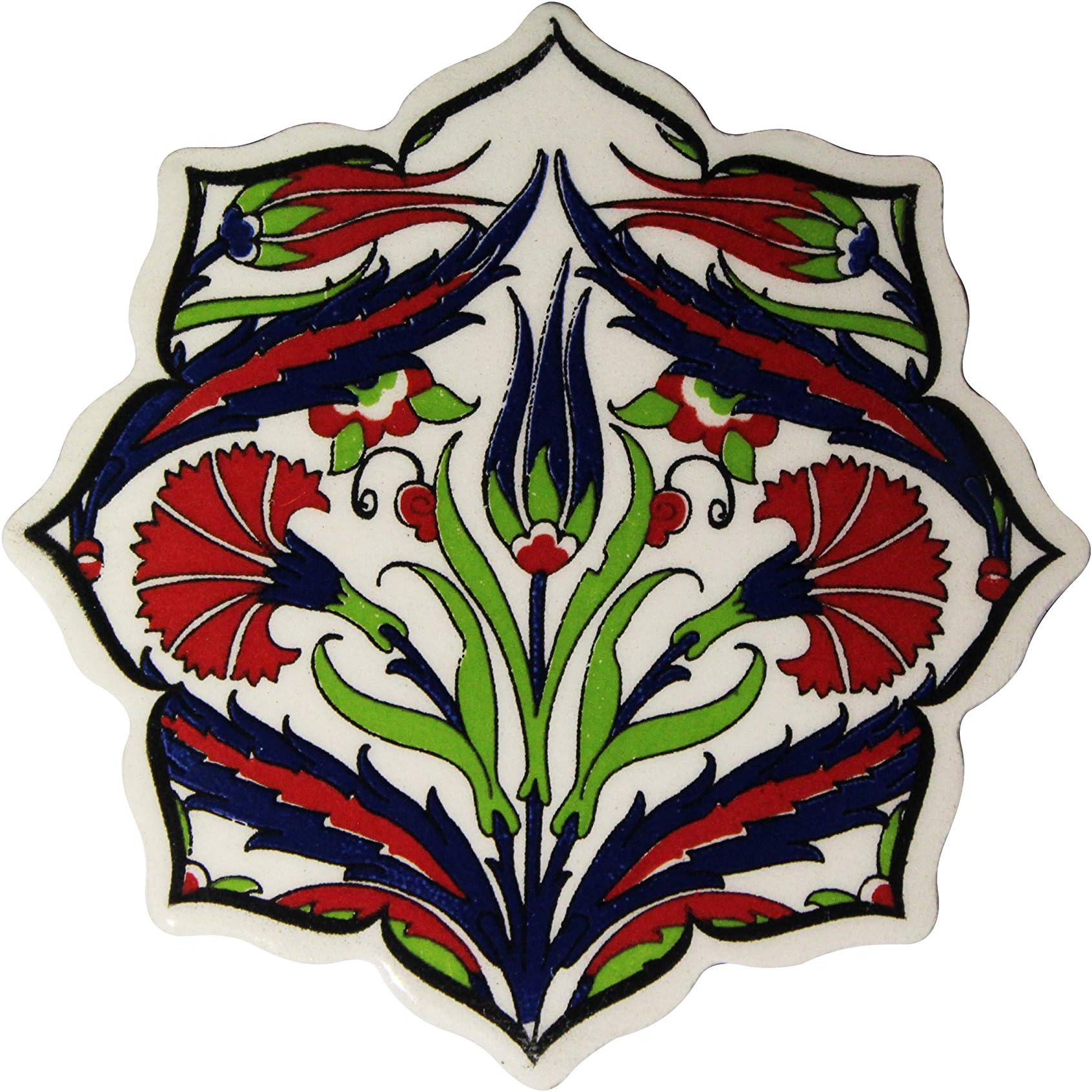 TURKCERAMICS Handmade Turkish Hot Pad Trivet Coaster for Tea Coffee Cup Mugs Tableware Multicolor