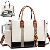 LOVEVOOK Work Tote Bag with Lunch Compartment with Giant Tumbler Holder,17 Inch Waterproof 3 in 1 Lunch Bag Women Men Laptop Bag Purse Tote with Padded Sleeve for Teacher,Nurse,College,Travel,Office