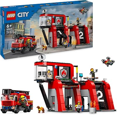 LEGO City Fire Station 60414 with Fire Engine 5 Minifigures Dog Figure