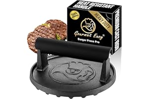 2 lb Smash Burger Press for Griddle, Heavy Duty Hamburger Press w/Heat Resistant Handle, Cast Iron Grill Press, Bacon Press, 