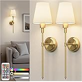 DORESshop Battery Operated Wall Sconce Set of 2, Wireless Wall Light Easy to Install, 15 Color Rechargeable Wall Sconces, Sco