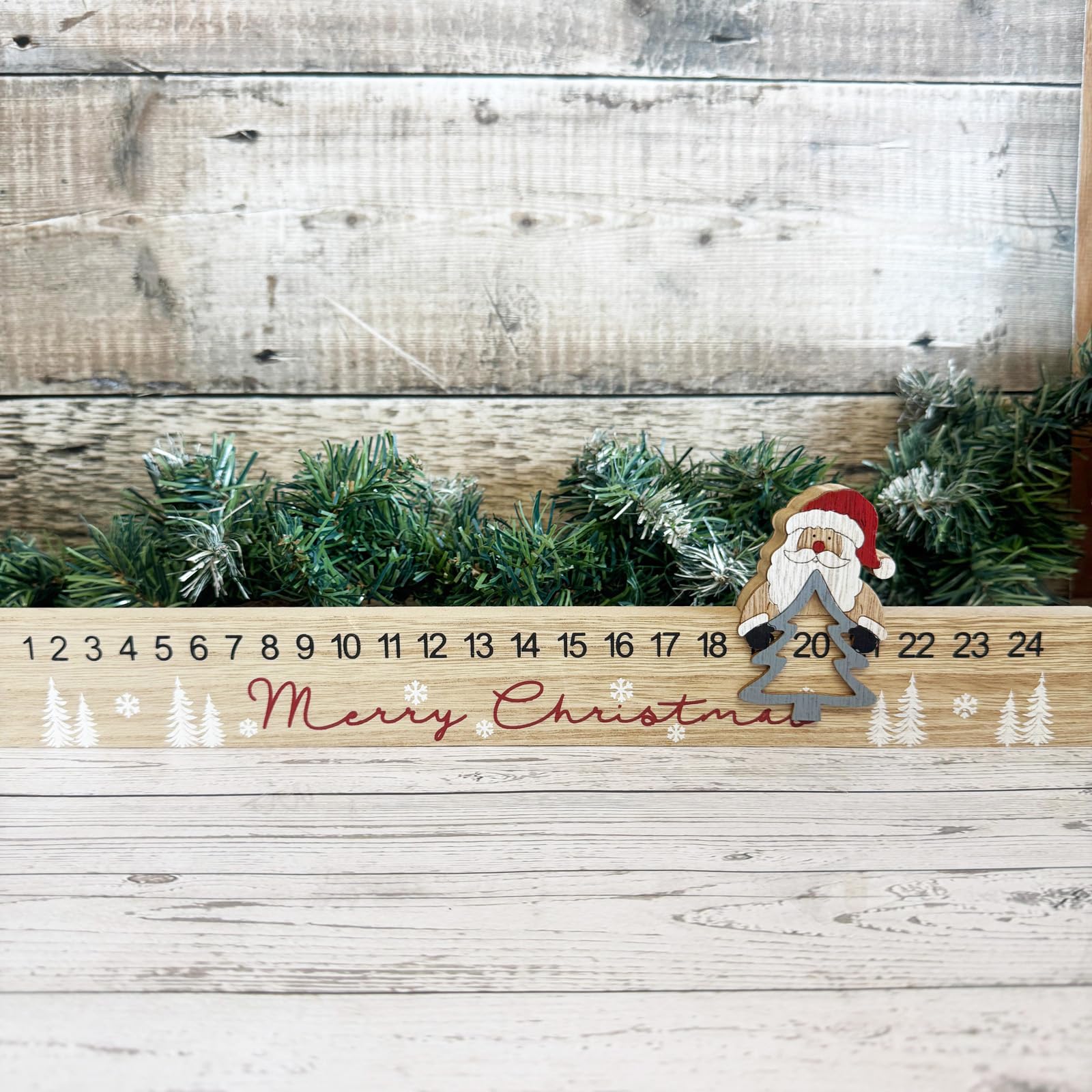 Heaven Sends Wooden Christmas Santa Claus Advent Counter Ruler
