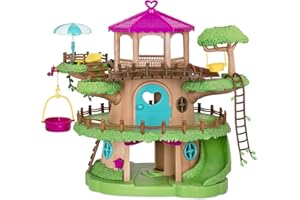 Li'l Woodzeez – Family Treehouse Playset with Crank Elevator, Ladders, Slides & Stairs – 22 Pieces Toy House & Playset with A