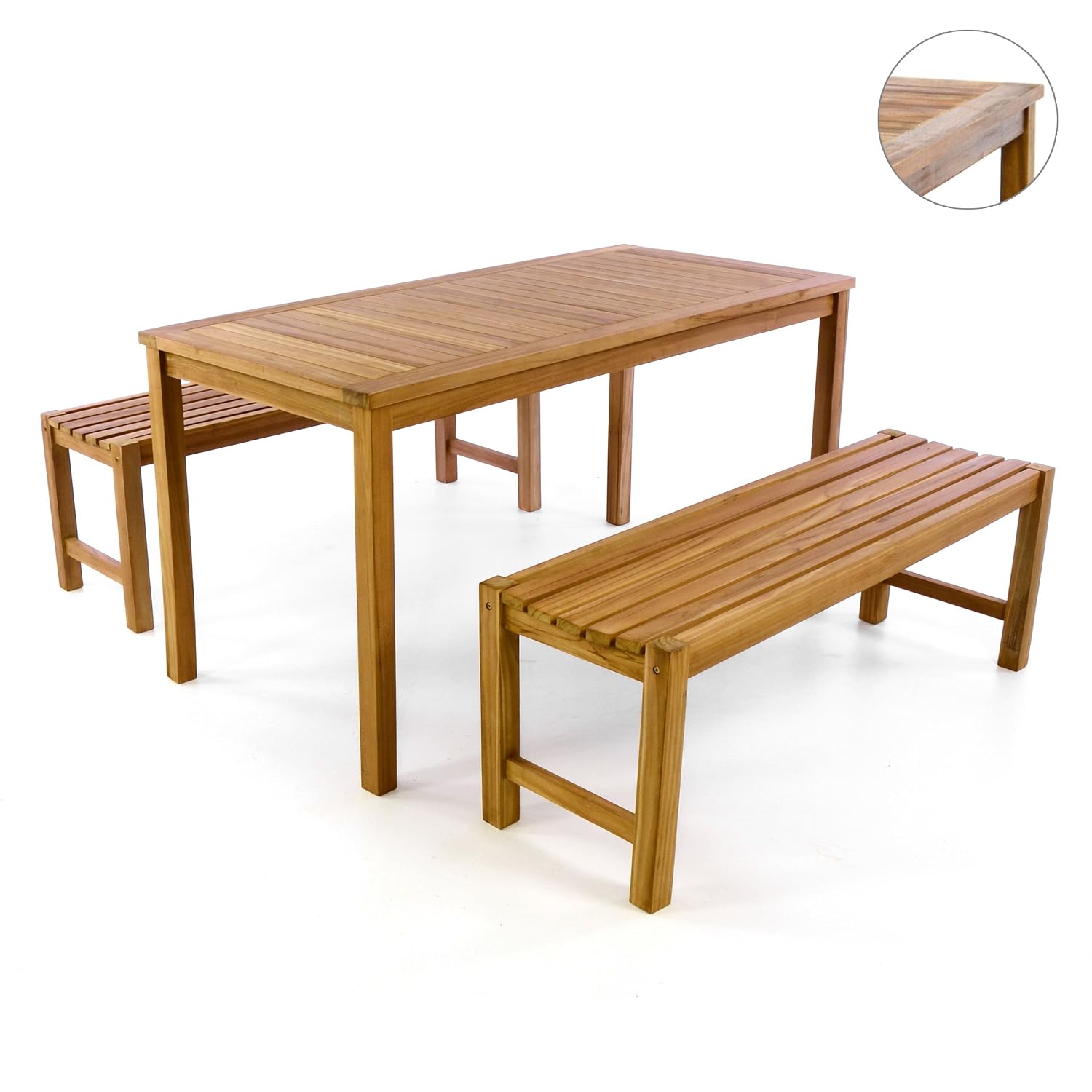 DIVERO Gartenmöbelset Picknickset Teakholz Bank Tisch ...