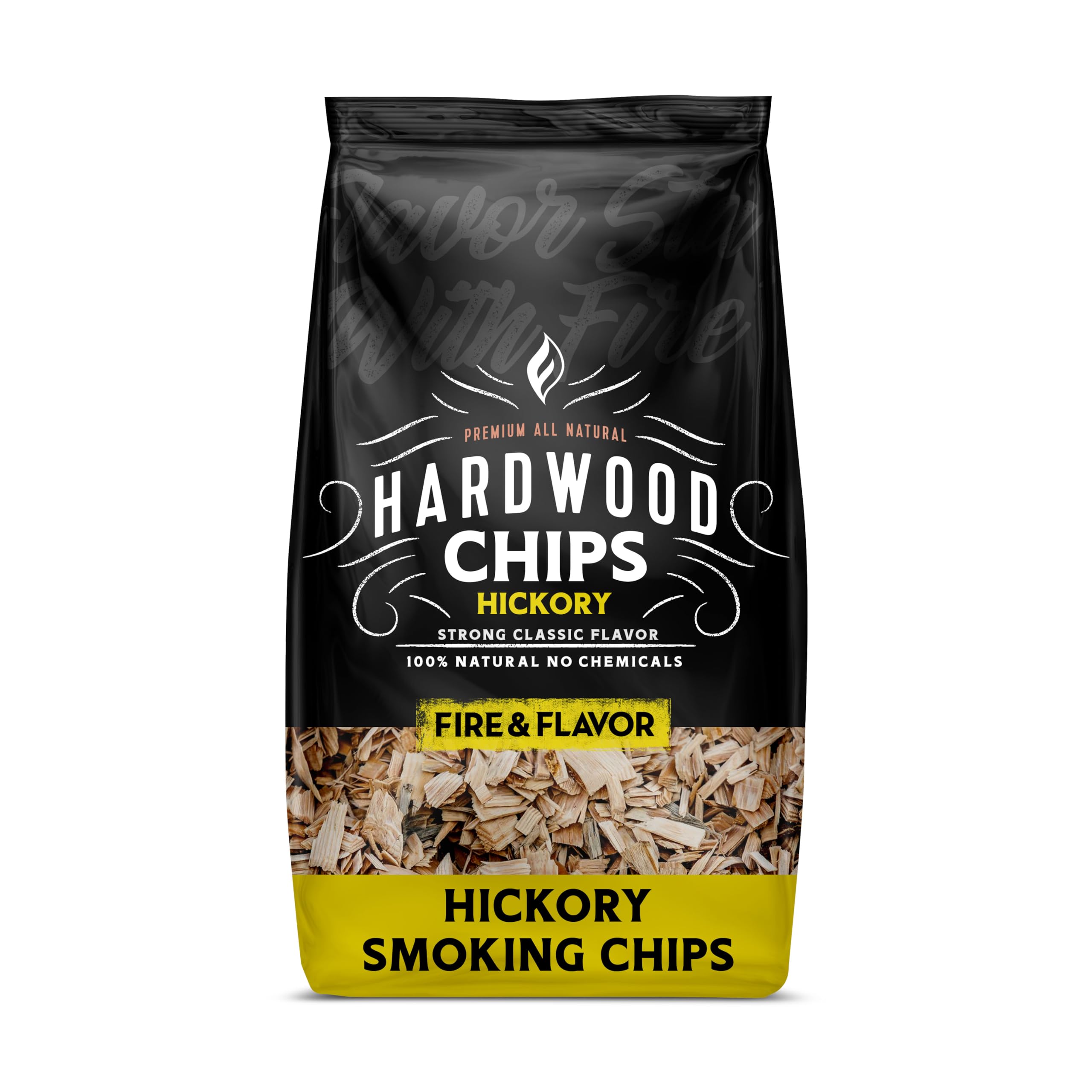Fire & Flavor Premium All Natural Smoking Wood Chips, 2 Pounds, Hickory