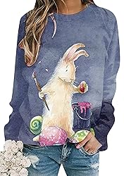 YMING Womens Easter Day Crewneck Sweatshirt Long