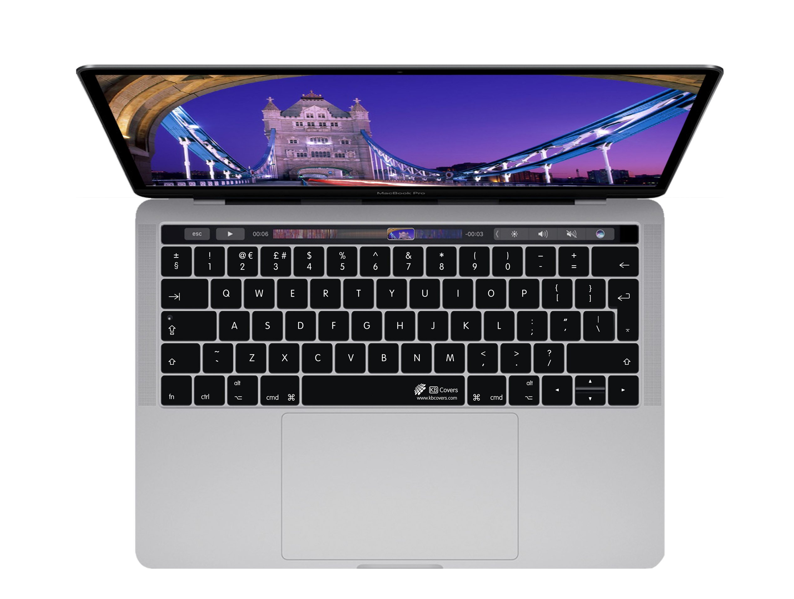 KB Covers Durable English Layout Washable Keyboard Cover for MacBook Pro Late 2016+ with w-Touch Bar Black