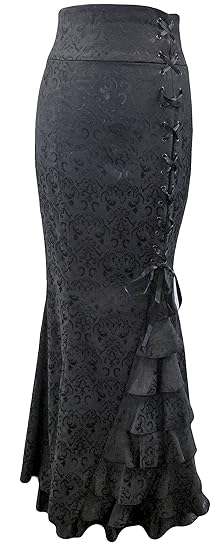 Ein Fishtail Rock in Brokat mit Schnürung und Rüschen. In dem Größen 34-54