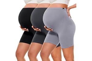 BONVIGOR Buttercloud Maternity Shorts Over The Belly- 5" Pregnancy Biker Shorts Lounge Yoga Pants