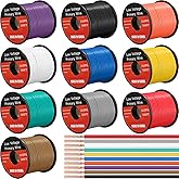 Gisafai 10 Pcs 16 Gauge Wire 100 ft Per Roll (1000 ft Total) Automotive Primary Wire Spools Copper Clad Aluminum Primary for 12v Automotive Harness Car Audio Video Wiring