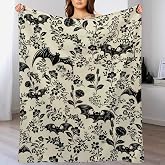 XUWU Bat Flower Fleece Throw Blanket for Couch Adults Teens 40" X 50" | Soft Warm Cozy Lightweight for Sofa Bed Camping Travel Home Decor