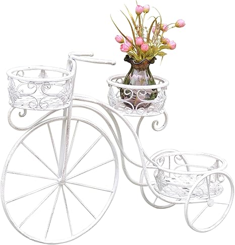 Deko Fahrrad Garten Shabby Landhaus Metall weiß bepflanzbar: Amazon.de