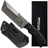 OERLA TAC Knives OLHM-012 Fixed Blade Outdoor Duty Small Cleaver Knife 420HC Stonewashed Stainless Steel Field Knife with G10 Handle Waist Clip EDC Kydex Sheath (Black)
