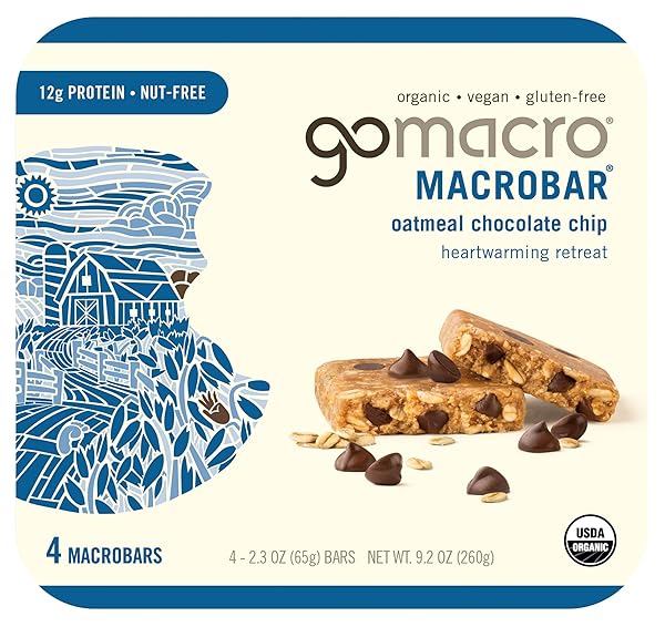 GOMACRO MACROBAR, OATMEAL CHOCOLATE CHIP, 2.3 OUNCE