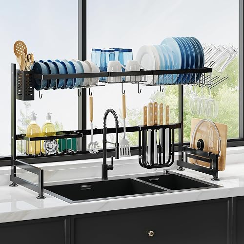 2 Tier Extra Large Stainless Steel Expandable Over The Sink Dish ...