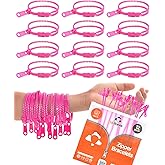 UpBrands 12-Pack Pink 7-Inch Zipper Bracelets – Thoughtful Fidget Party Favors for National Pink Day, Bulk Sensory Toys for Anxiety, and Stylish Accessories for Breast Cancer Awareness Month